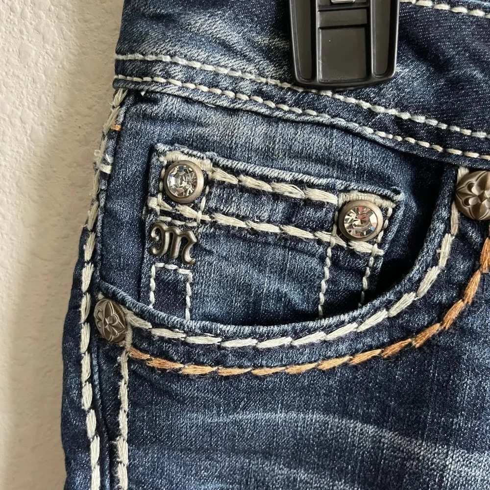 NWOT Miss Me Dark Wash Skinny Stitch Jeans Size 27 Style JS5014S195